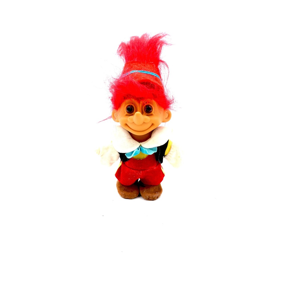 Vintage Russ Berrie Pinocchio Troll Doll 1990s Red Hair Fairy Tale Collectible - Picture 3 of 11